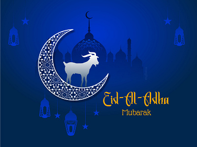 Eid-Al-Adha Mubarak bakra eid eid al adha eid mubarak illustration social media post