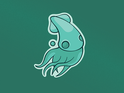 Squidy bubbles illustration ocean squid sticker vector