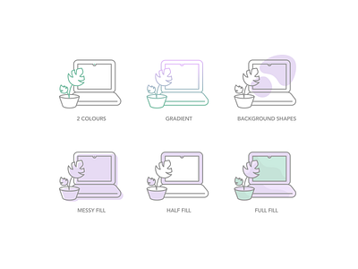 Icon colour modification iconography icons laptop plant ui vector