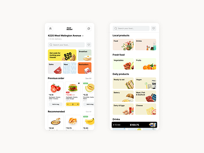 FoodRocket app design food grocery ios mobile ui ux