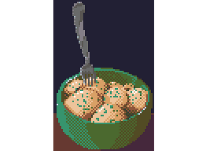 Boiled Potato With Greens food pixel pixelart