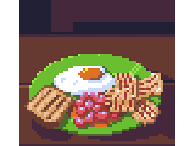 13. Eggs and Bacon breakfast food pixel pixelart