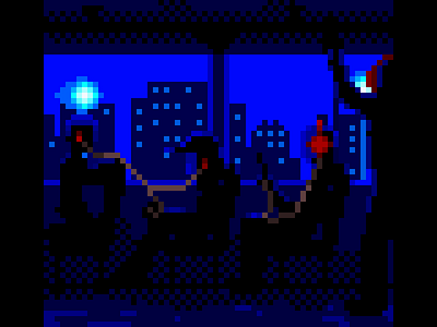 Headphones bus city headphones night pixel pixelart