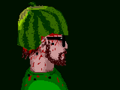 Watermelon guy pixel pixelart portrait watermelon