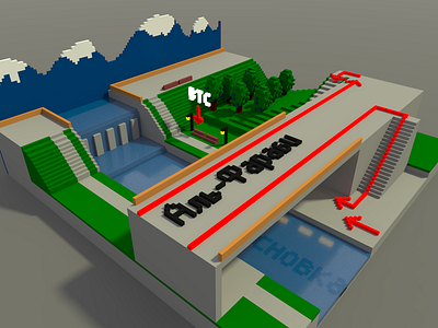 Voxel Driving (biking) Directions 3d voxel voxelart