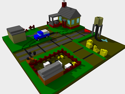 Farm boardgame farm voxel voxelart