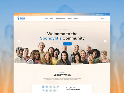 Spondylitis Association of America blue clean creative design disease gradient health ngo orange spondylitis ui warm web