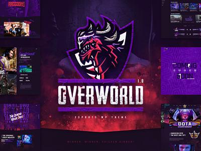 OverWorld - eSports WordPress branding concept creative dark design edgy esports gaming illustration logo multiplayer punch purple ui video game web