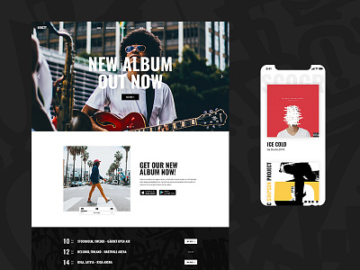 Noizzy - Music Band WordPress Theme bold branding color colorful creative design flat minimal music typography ui ux web website wordpress