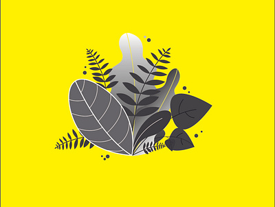 LEAVES app black and yellow design grey icon illustration leaf leaves simple simple illustartion ui vector