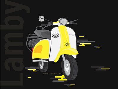 lambi illustration bike black and yellow design illustration scooter