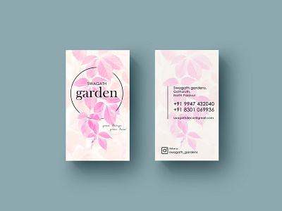 visiting card for garden branding design garden illustration leaves pink simple vector visitingcard