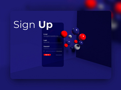 Daily UI 001 sign up 2021 app blue dailyui design geometric minimal red sign up simple ui web