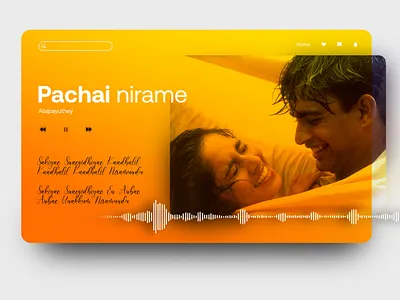 music player a r rahman alaipayuthe app best tamil dailydesignchallenge design film gradient illustration minimal music app music player pachainirame simple song wallpaper tamil songs ui web yellow