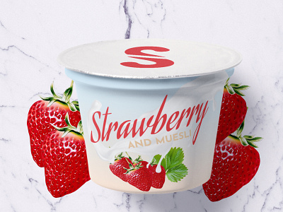 Strawberry & And Muesli artboard behance design logo marking mueslı strawberry tipografi yaratıcı bulut yoghurt