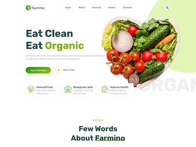 Farmino – Organic Food Website Design animation farm farmino food fruits graphic design merkulove motion graphics organic organic food