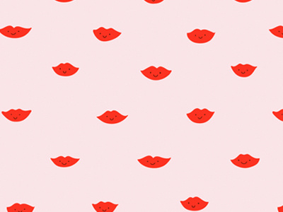 Lippy fashion graphic illustration pattern pink and red quirky seamless surface design