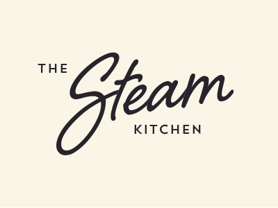 The Steam Kitchen clean design dribble food kitchen logo script vector vegtables