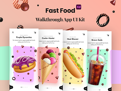 Fast Food App Walkthrough Design XD Version application design fast food kit mobile mobile app ui ui design uiux ux uxdesign