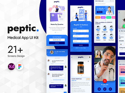 Peptic Mobile App UI Kit admin app application branding design kit medical mobile ui uiux ux uxdesign