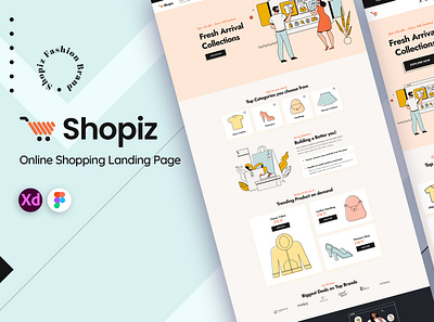 Shopiz - eCommerce Landing Page admin application design ecommerce illustration landing page template ui uiux ux uxdesign