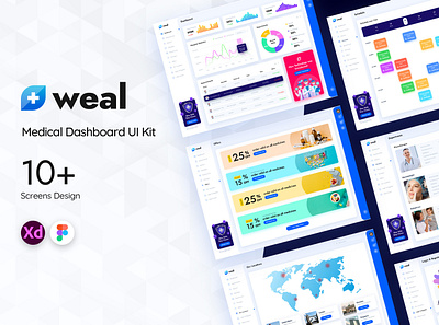 Weal Medical Dashboard UI Kit admin application apps branding design health illustration logo medical mobile ui uiux ux uxdesign web