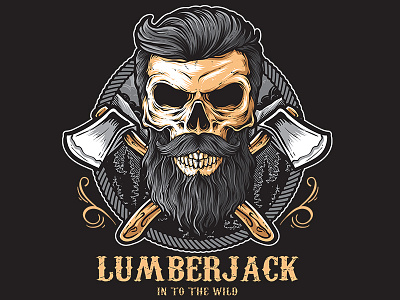 Lvmberjack beard classic logo lumberjack mustache retro skull sticker vintage