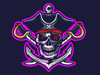 piratez anchor drawing icon illustration logo pirate pirates sailor skull sword vector