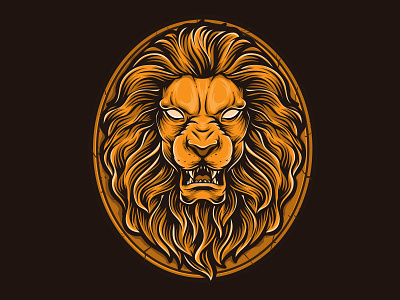 golden lion animal beast gold golden lion logo vector