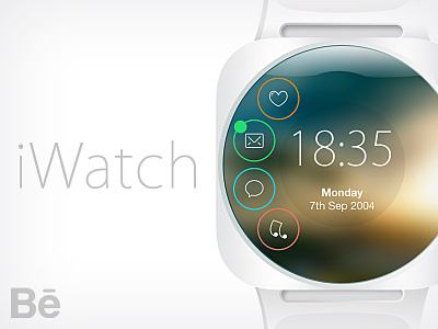 iWatch Design Concept chat design concept facebook iwatch message music smart watch uxui watch weather wrist watch