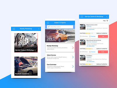 UX/UI Design For Car Services App blue car service concept design iphone5 sketch ui uxui