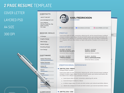 Resume template for UI Designer blue concept design cv design photoshop resume design resume template ui design
