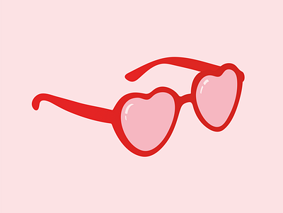 Rose coloured glasses cute design digital digital art digital illustration flat glasses heart illustration love minimal pink red romantic sweet valentines valentinesday vector