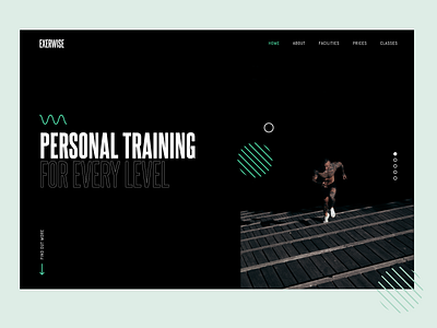 Exerwise Homepage branding design exercise fitness flat gym personal training ui web website