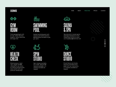 Exerwise Facilities Page branding clean design exercise fitness flat gym icon illustrator minimal personal training ui ux web website