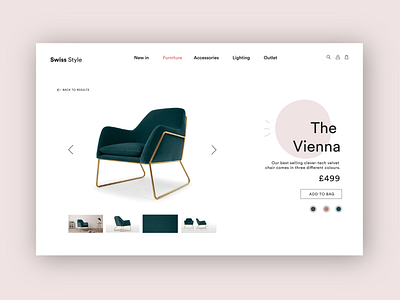 Swiss Style Product Page decor design digital ecommerce furniture home homepage house interface page product style swiss ui web web design website