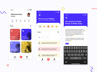 Health App app app design dailyui design figma fitness flat minimal mood personal screens ui uidaily ux ux design web