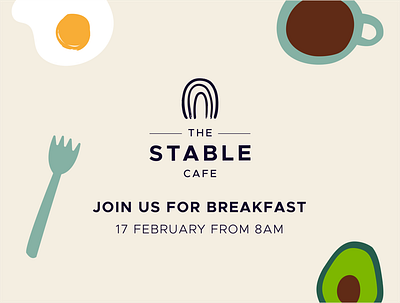 The Stable Cafe Breakfast Morning Promotional Post avocado brand branding breakfast cafe cute design digital facebook food identity illustration material media post promotional social stable