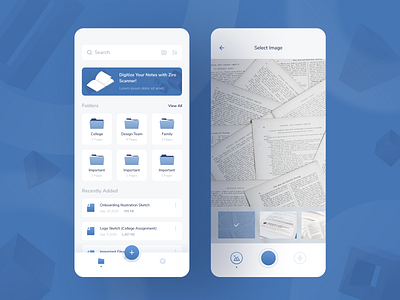 Exploration - Scanner App camera document file folder gallery mobile app scanner scanner app ui uidesign uidesigner uiux uiuxdesign uiuxdesigner userinterface webdesigner