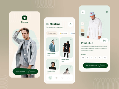 Buzana - Clothing Store App 👕 animation clean clothing design fashion interaction mobile app principle prototype ui uidesign uidesigner uiux uiuxdesign userinterface