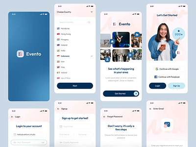 Evento - Event Booking Apps UI KIT clean event event app event booking event booking app figma template mobile app mobile app template mobile ui kit ui ui kit ui template uidesign uidesigner uiux uiuxdesign userinterface