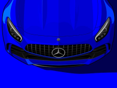 Mercedes AMG GTR: Detail amg blue car colour design exotic gtr illustration illustrator mercedes vector