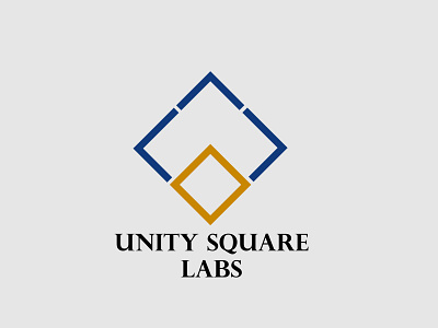 Unity Square Labs basic blue design flat graphicdesign illustrator logo minimal mustard squares typography vector