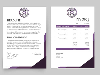 J.C.P Lydian LLC Letterhead branding design flat graphic design illustration letterhead logo purple