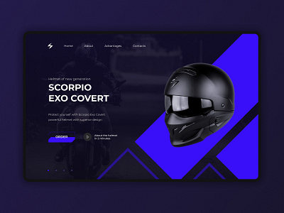 Full Page Concept — Helmet Scorpio Exo Covert Product Page animation branding design type typography ui ux web website