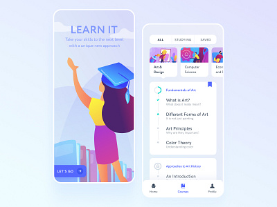 E-learning | Education App app design minimal mobile product design typography ui uidesign uiuxdesign ux vector