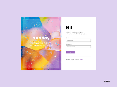 Sunday Web · Log in app branding design designer login page photography product design sign in sign up ui ui design web