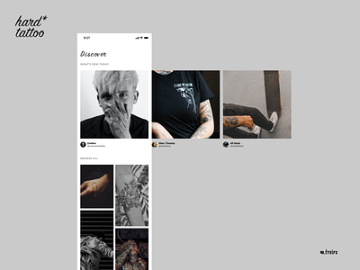 Hard Tattoo App app blackandwhite cards ui design digital gallery photography product design repetition scrolling