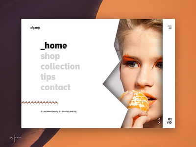 Zigzag web app designer fashion make up minimal orange product design ui design web