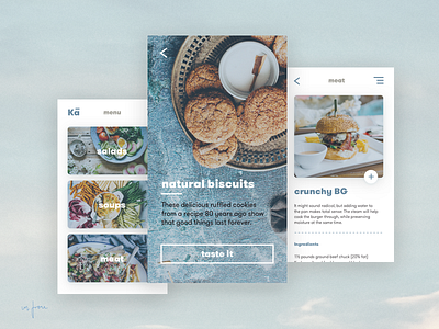 Ka Food app blue designer food foodie minimal product design taste ui design web